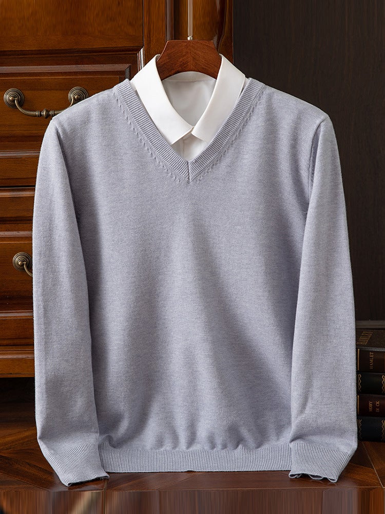 Sweater For Men, New Style, Large Size Knit Sweater With Round V-Neck, Business Men'S Sweater, Base Layer Shirt - Image 4